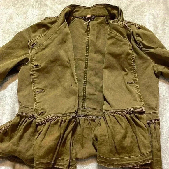 Free People Women's Military Moto Jacket Raw Hem Size Small - Picture 6 of 12